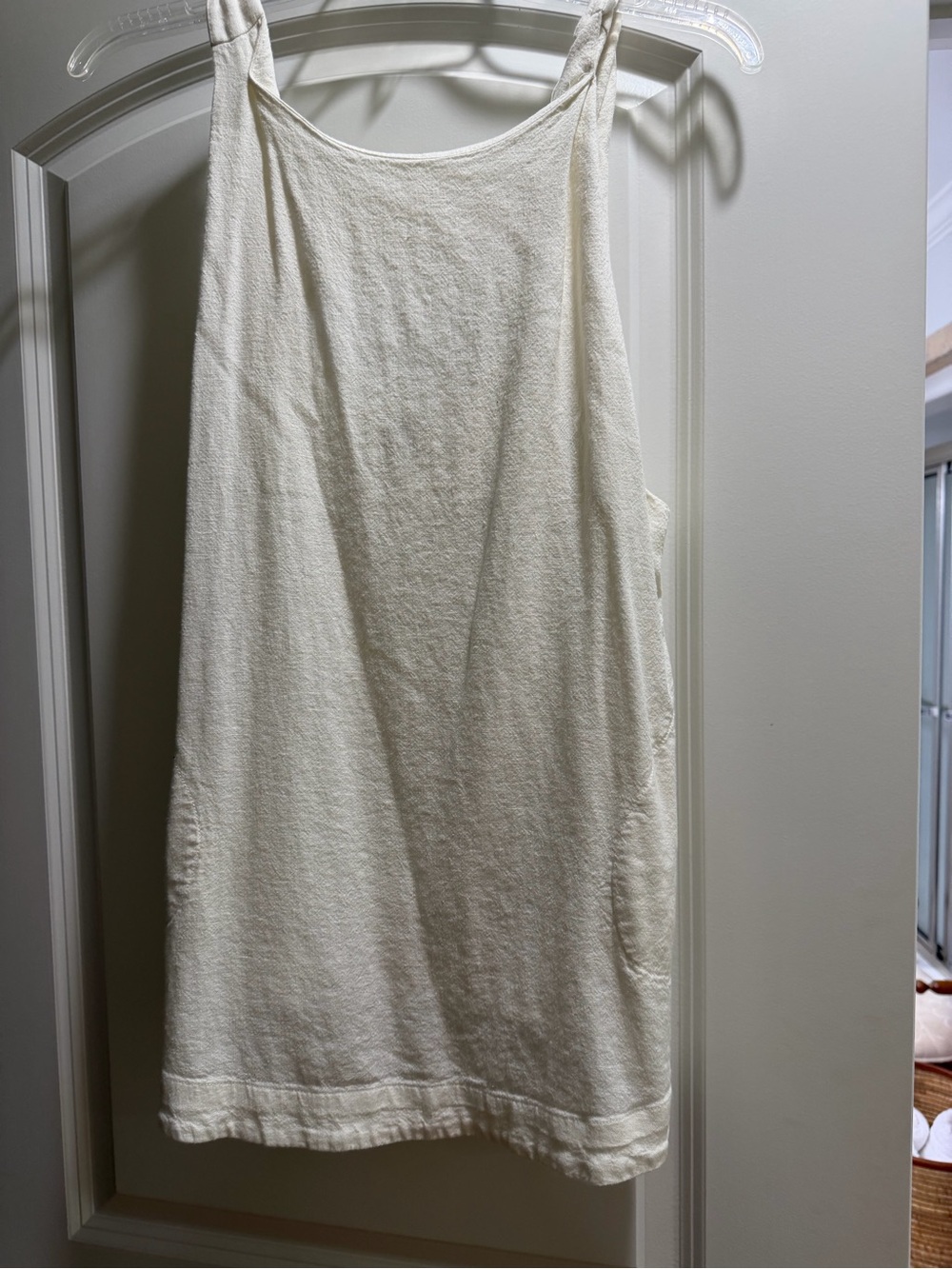 Free People Cream Ivory Top with Frayed Patch Logo